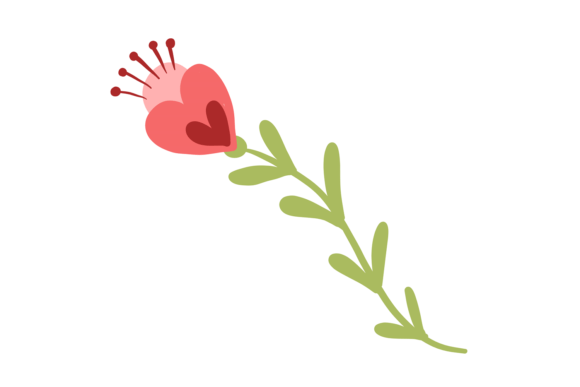 Charming Design with Cute Heart Shape Flower. Decorative Roma