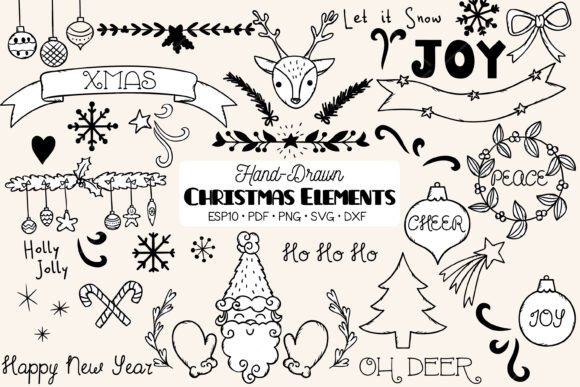 Christmas Elements: A Hand-Drawn Holiday Design Kit