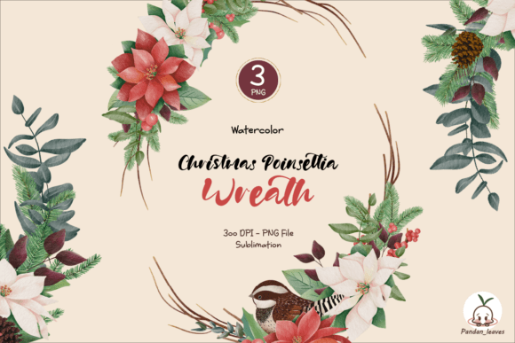 Christmas Wreath Decorative Poinsettia: A Festive Design Asset