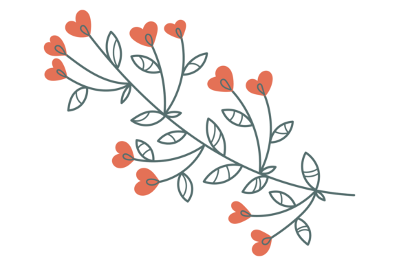 Decorative Branch with Red Flowers: A Cute Design Element