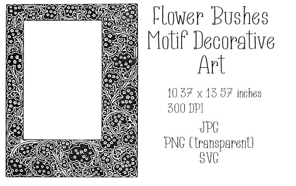 Flower Bushes Motif Decorative Art: Timeless Botanical Elegance