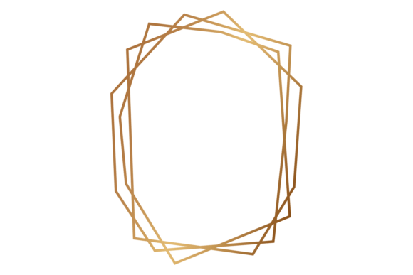 Golden Polygonal Line Frame: Decorative Shine Border