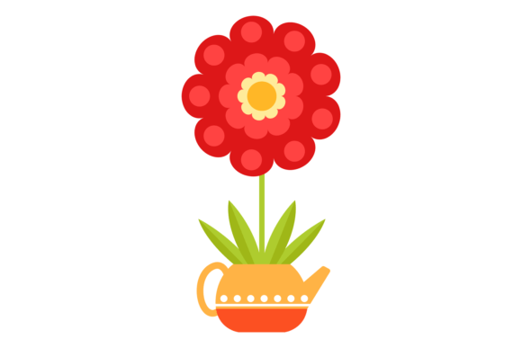 Red Flower in Decorative Teapot: A Cozy Home Decor Accent
