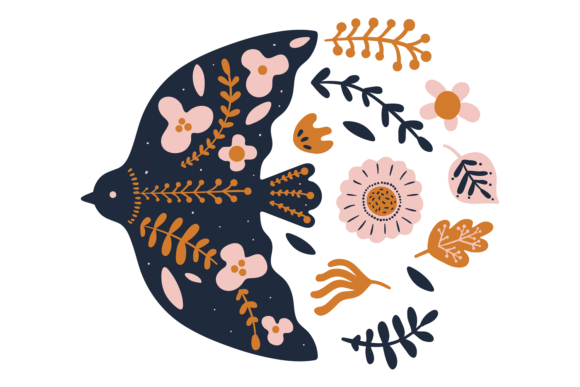 The Allure of Decorative Bird Emblem with Floral Ornament